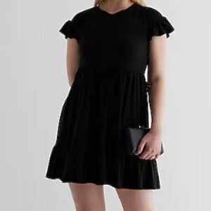 NWT, Express • Ruffle Trim Mini Babydoll Dress, Size Small